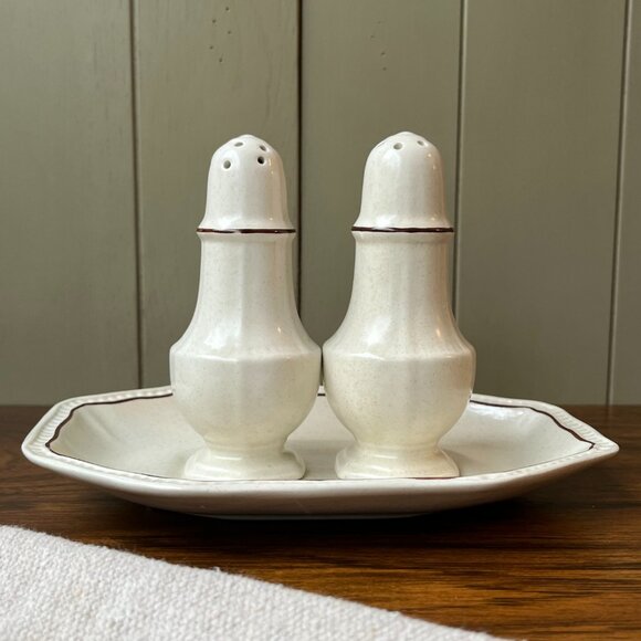 Kensington Staffordshire England Handcrafted Ironstone Set Salt Pepper Shakers - Picture 2 of 15